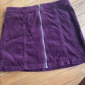 Burgundy Velvet Material Zip up skirt KIDS